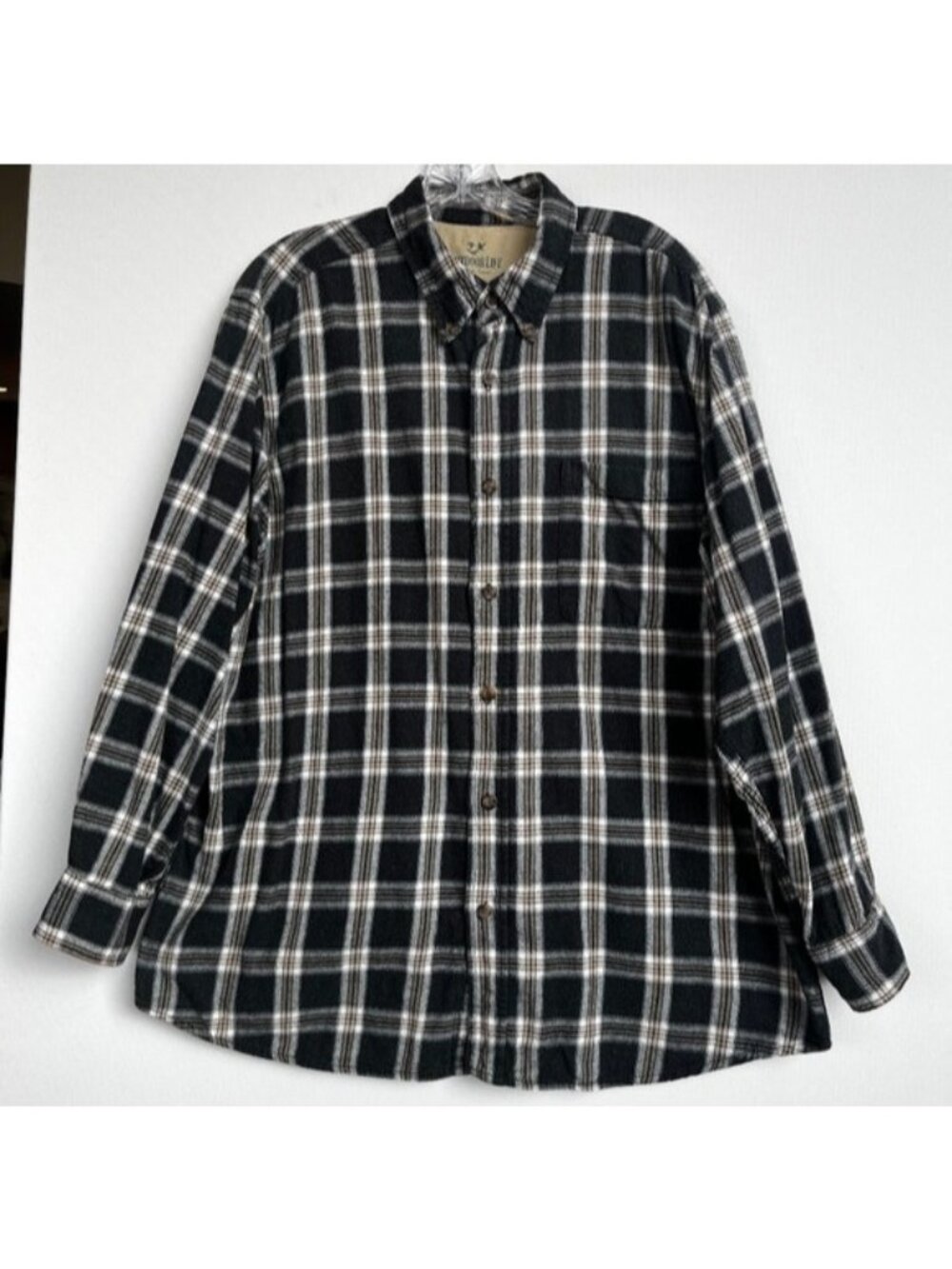 OUTDOOR LIFE Campside Flannel Shirt Men Tall XL Gray Tattersall Plaid Grunge